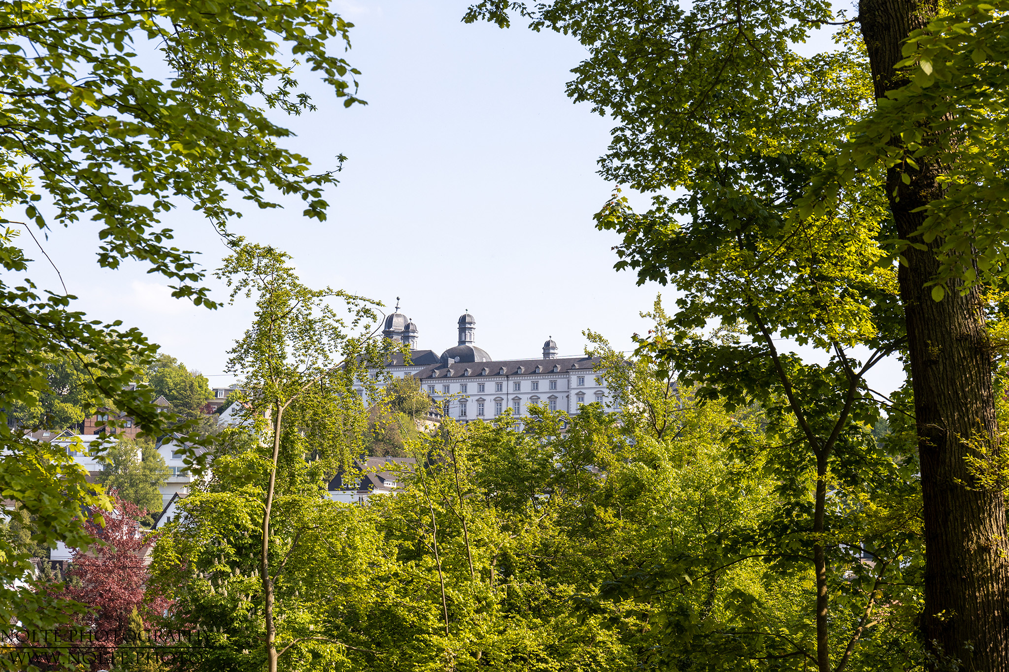 Schloss Bensberg aus den Wäldern gesehen